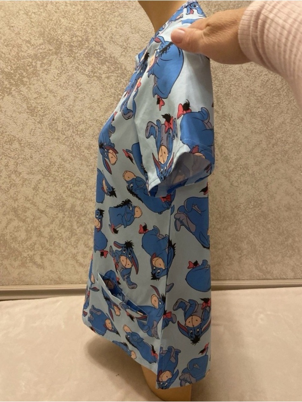 Disney Light Blue Eeyore Print Scrub Top - Picture 8 of 14